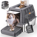 XXXL Stainless Steel Litter Box with Lid for Big Cats Comfort