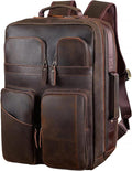 TIDING 17.3in Full Grain Leather Laptop Backpack - Durable Travel Pack
