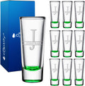 Personalized Green Bottom Shot Glasses Set of 10 - Custom 2 oz