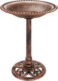 28in Pedestal Bird Bath with Fleur-de-Lis Accents - Vintage Copper