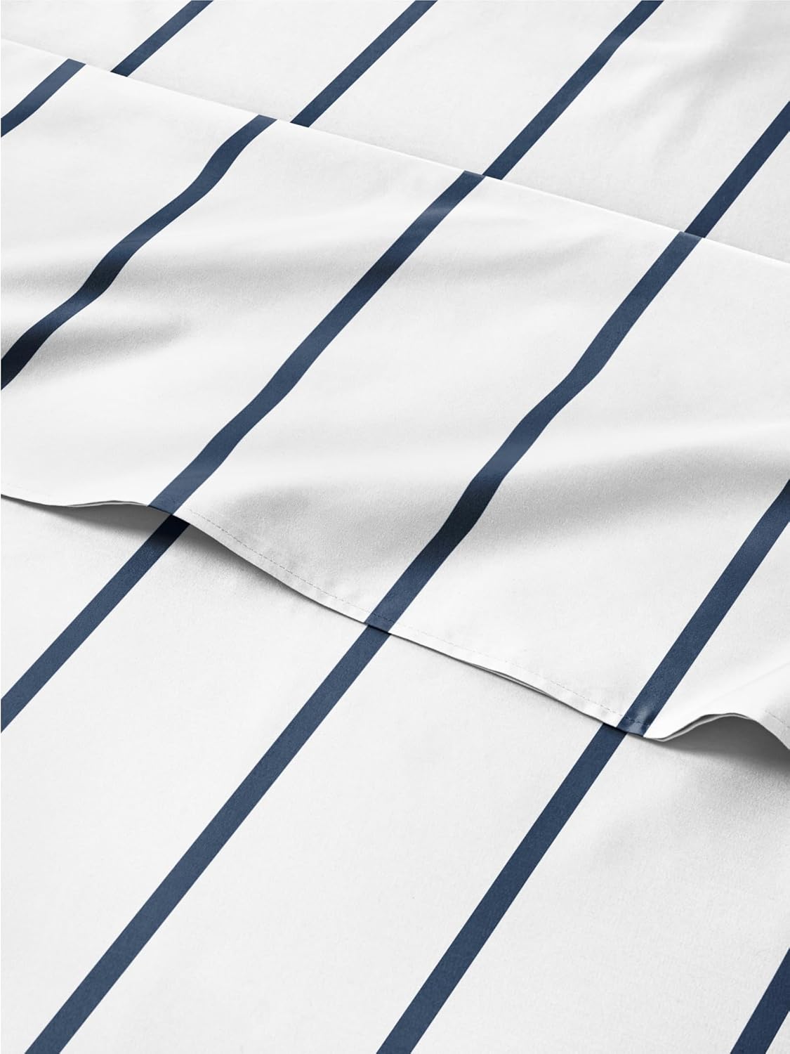 Navy Blue & White Striped Sheets Set for Queen Size Beds