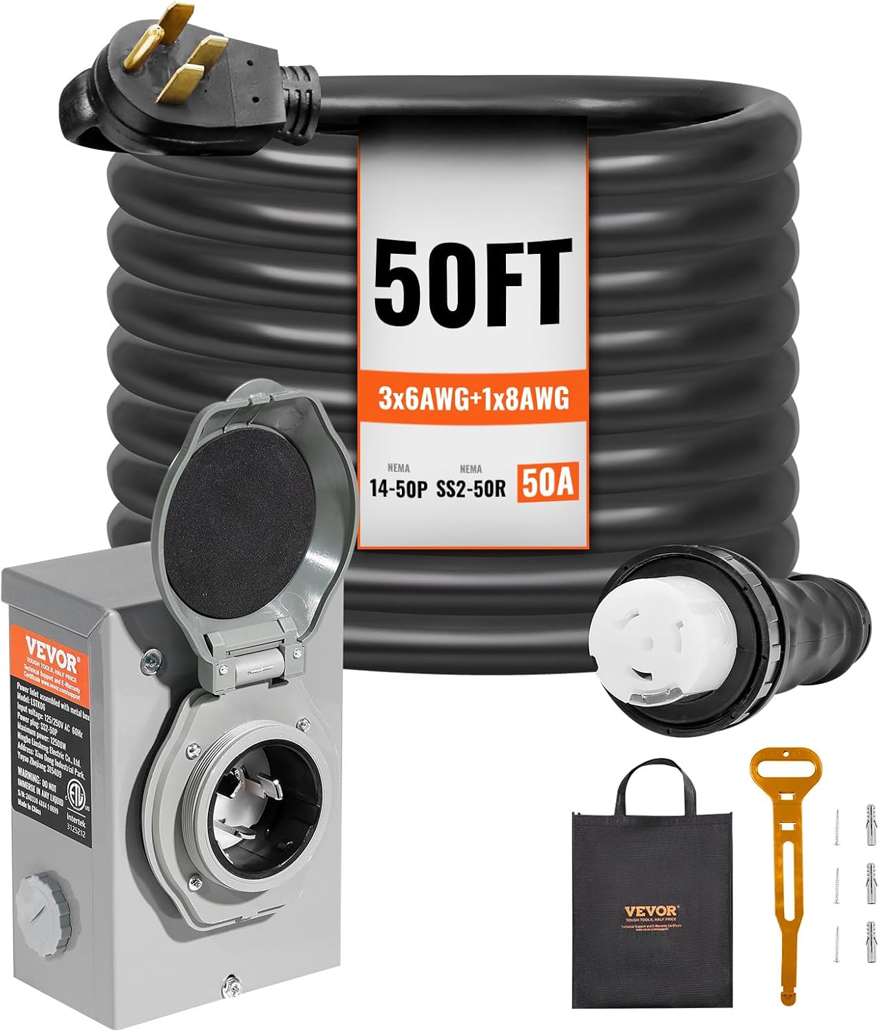VEVOR 50 Amp Generator Cord and Power Inlet Box Kit Review