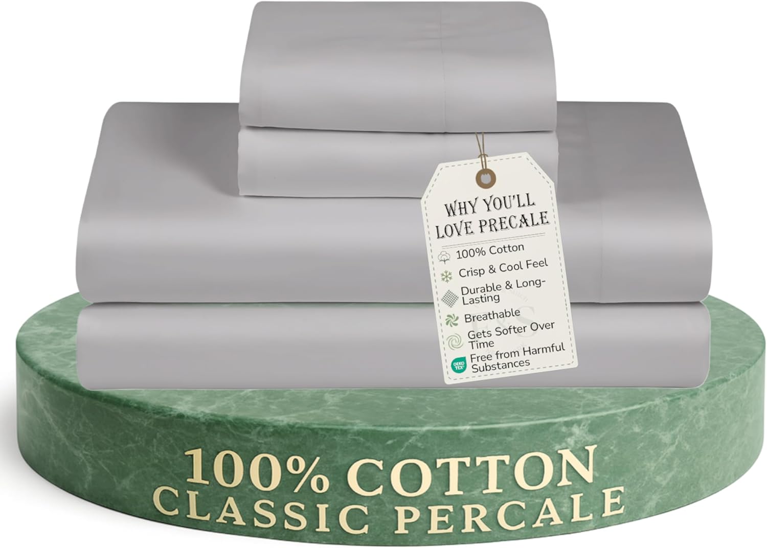 Softest 100% Cotton Sheets with Percale Weave for Comfort