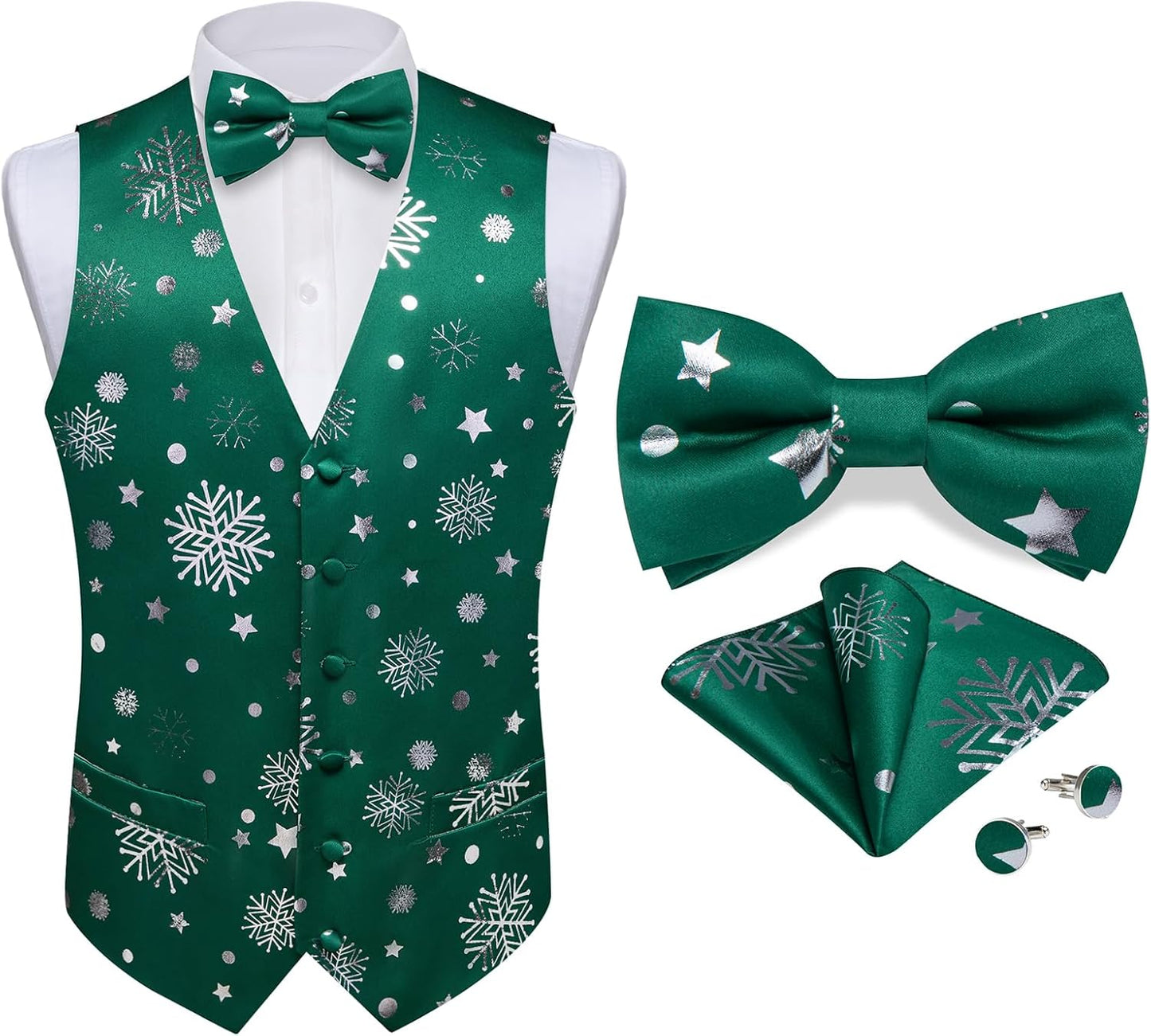DiBanGu Mens Christmas Suit Vest Set for Holiday Celebrations