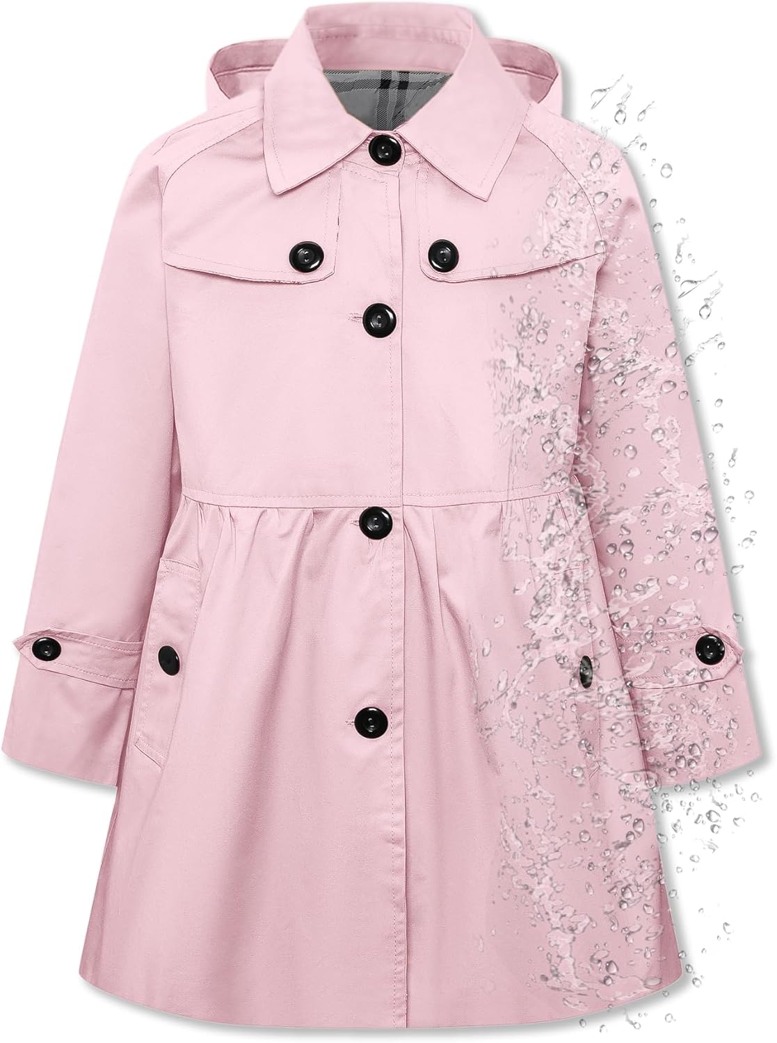 Girl's Lightweight Waterproof Hooded Rain Jacket for Kids