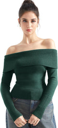Women Off Shoulder Sweaters Long Sleeve Ribbed Knit - Chic Going Out