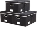 PRANDOM Storage Boxes with Lids 3-Pack - Collapsible Fabric Bins