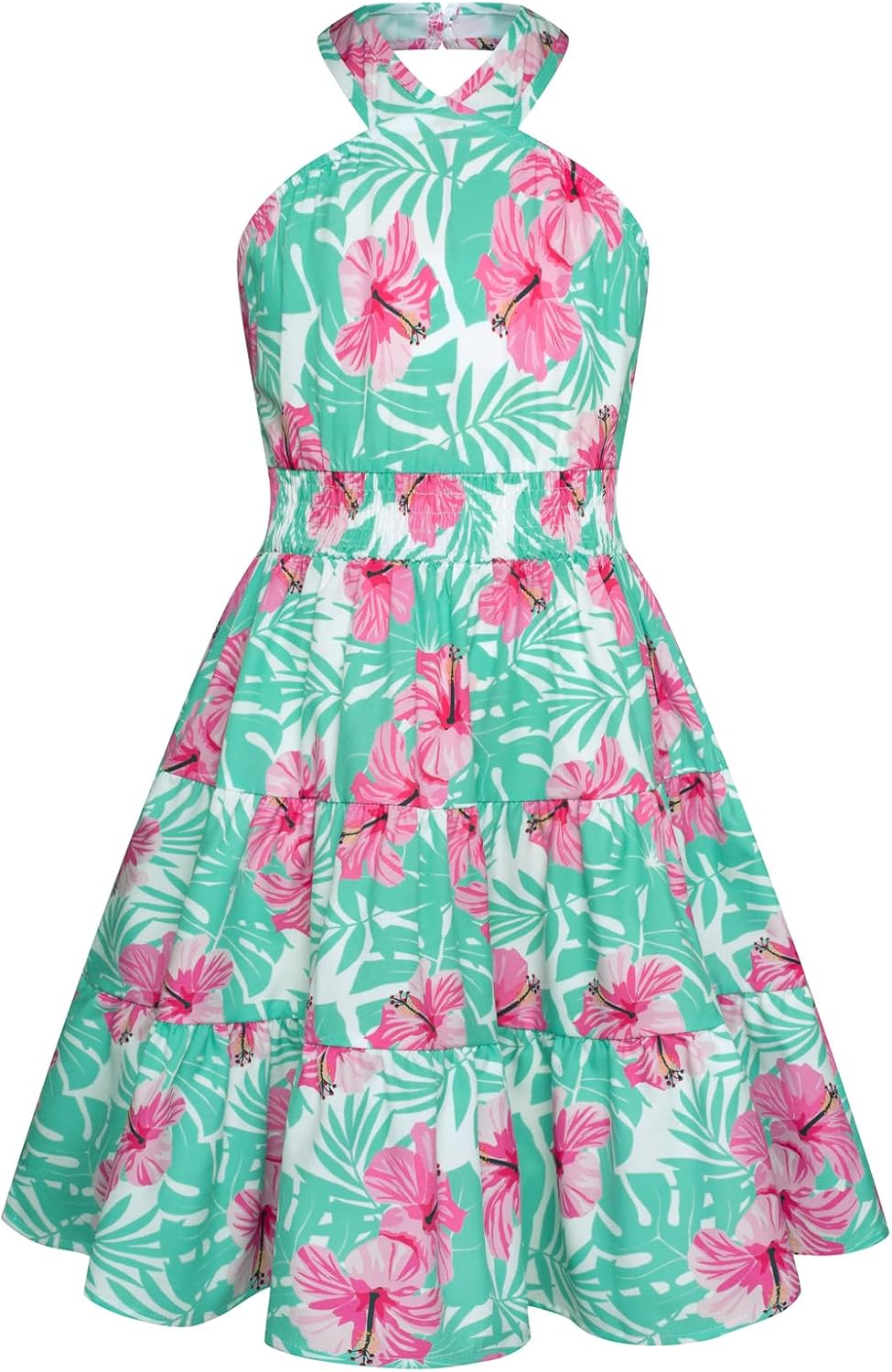 Girls Summer Dress Off Shoulder Floral A-line Midi Dress 5-14Y