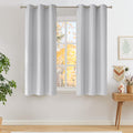 Short Faux Linen Greyish White Blackout Curtains 63 in - Privacy