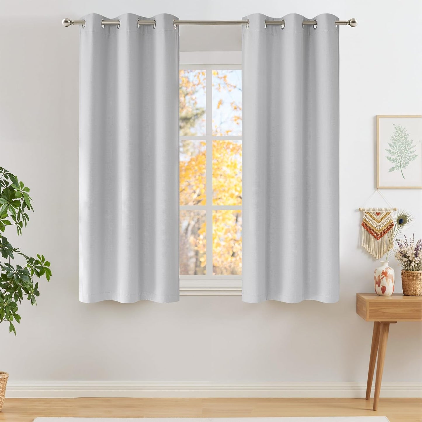 NICETOWN Short Faux Linen Blackout Curtains for Modern Homes