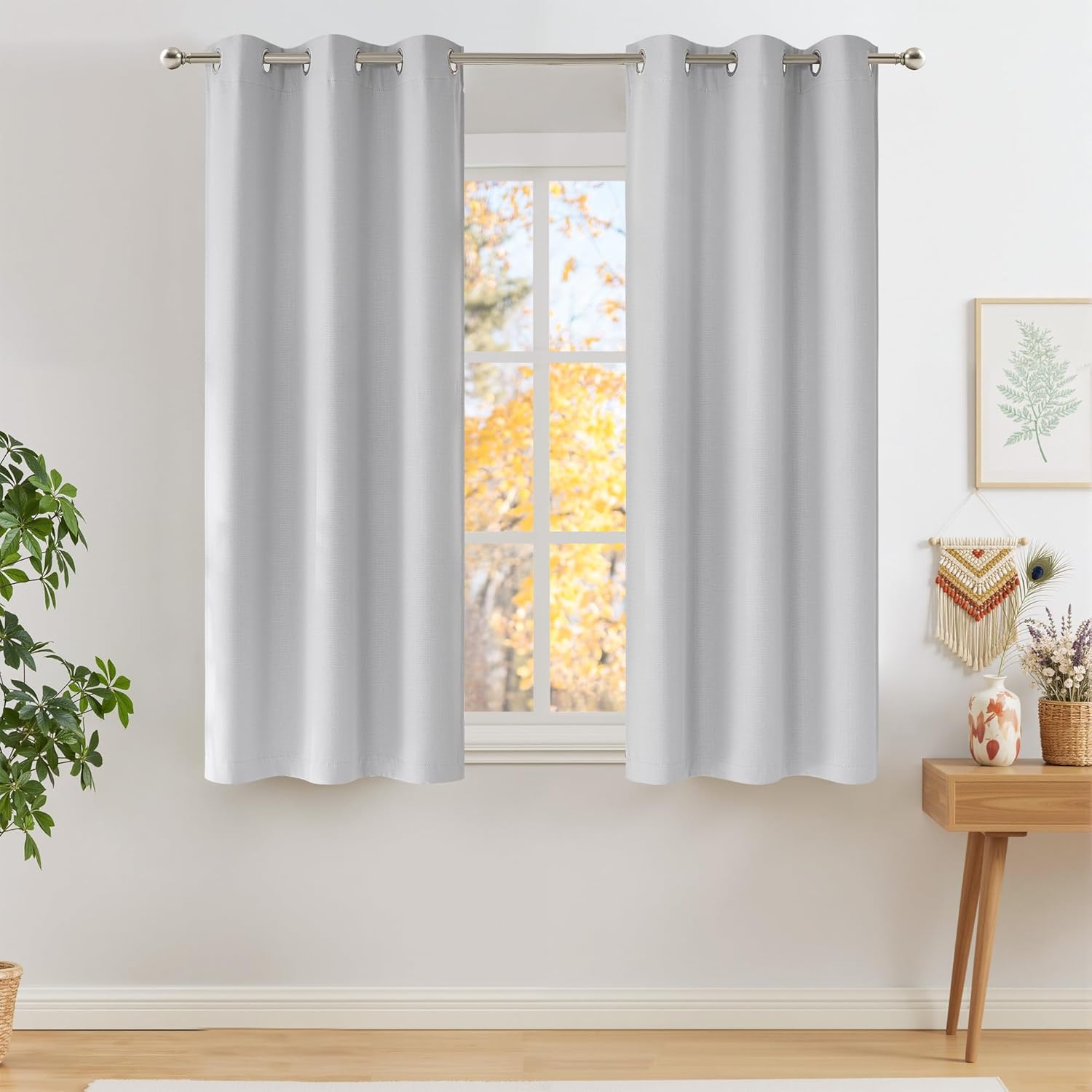 NICETOWN Short Faux Linen Blackout Curtains for Modern Homes