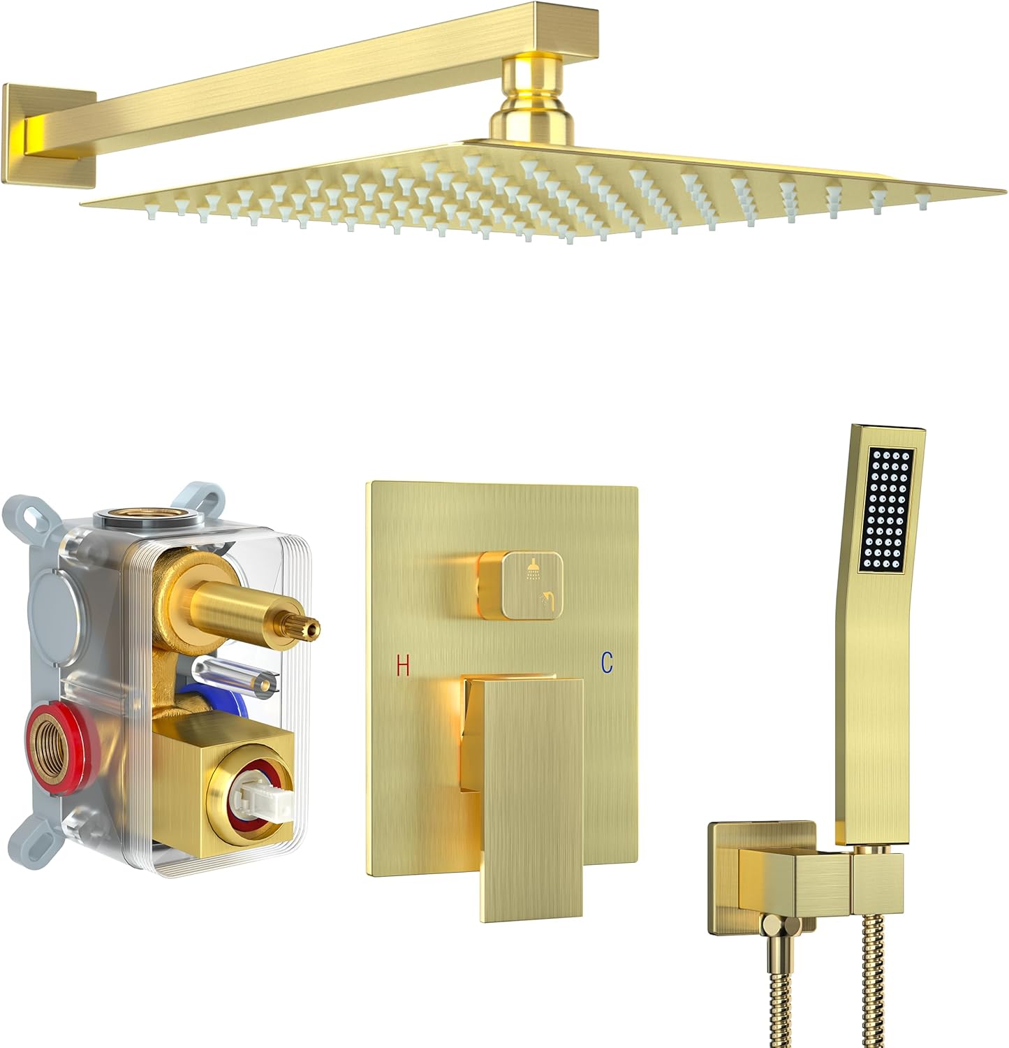 High-Pressure Shower Faucet Set with 12 Inch Rain Showerhead