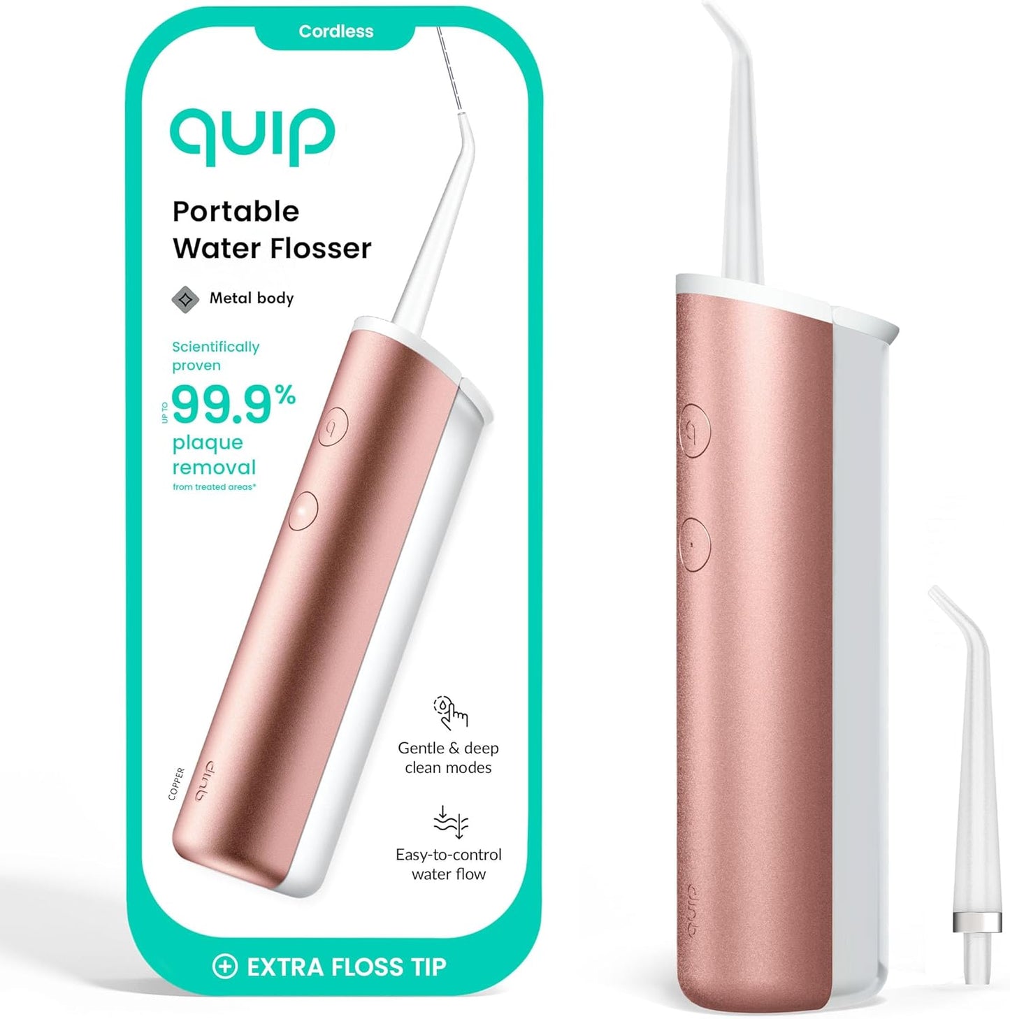 Quip Water Flosser - Cordless Dental Pick with Adjustable Pressure