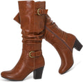 Women's Slouchy Knee High Boots with Chunky Heel for Style