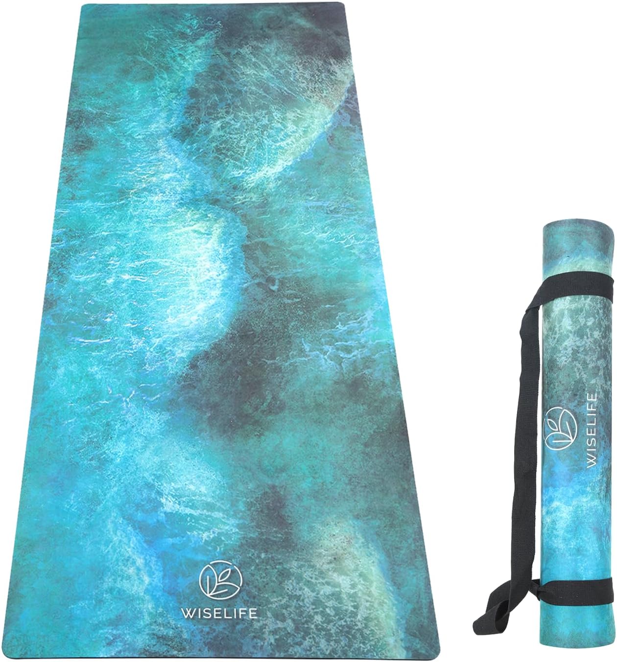 Wiselife Extra Large Yoga Mat | Non-Slip Suede & Cork | Anti-Skid | Deep Ocean