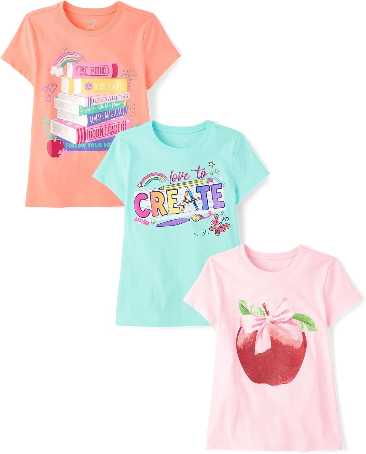 Girls School Days Short Sleeve Graphic T-Shirts Multipacks