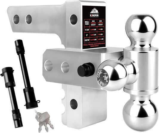 Kingfun Adjustable Trailer Hitch for 2 Inch Receiver - Heavy Duty