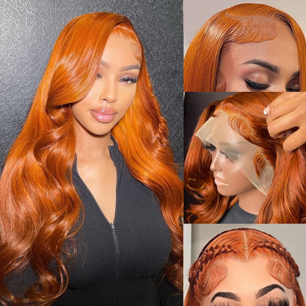 Ginger Lace Front Wigs Human Hair Body Wave 30 Inch for Women