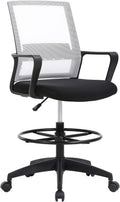 Drafting Chair Tall Office Chair Adjustable Swivel Mesh with Footrest