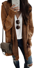 Women's Oversized Hooded Plaid Cardigan Sweater - Cozy Fall Layering