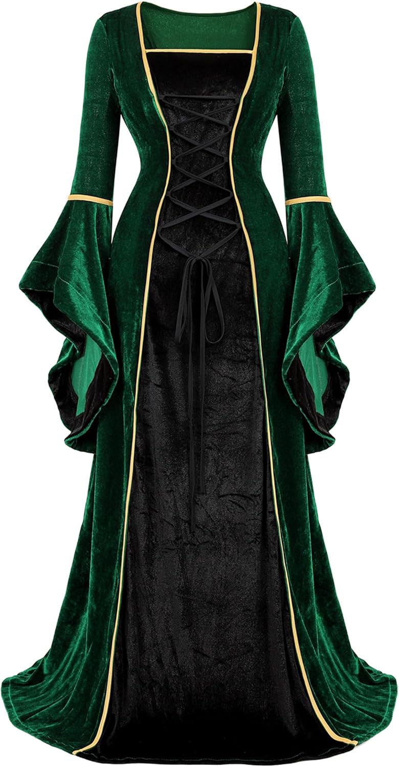 Renaissance Costume Women Velvet Irish Dress for Events
