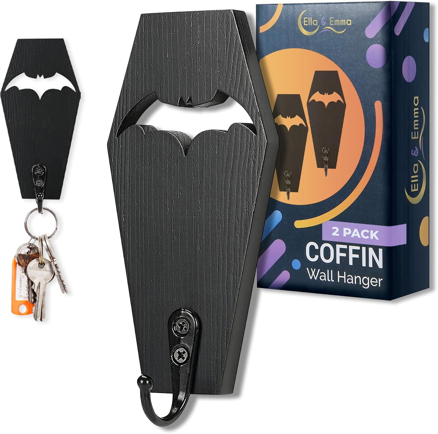 Gothic Coffin Key Holder Set - Spooky Home Decor