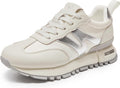 Women's Breathable Leather Suede Walking Sneakers - Comfortable Fit