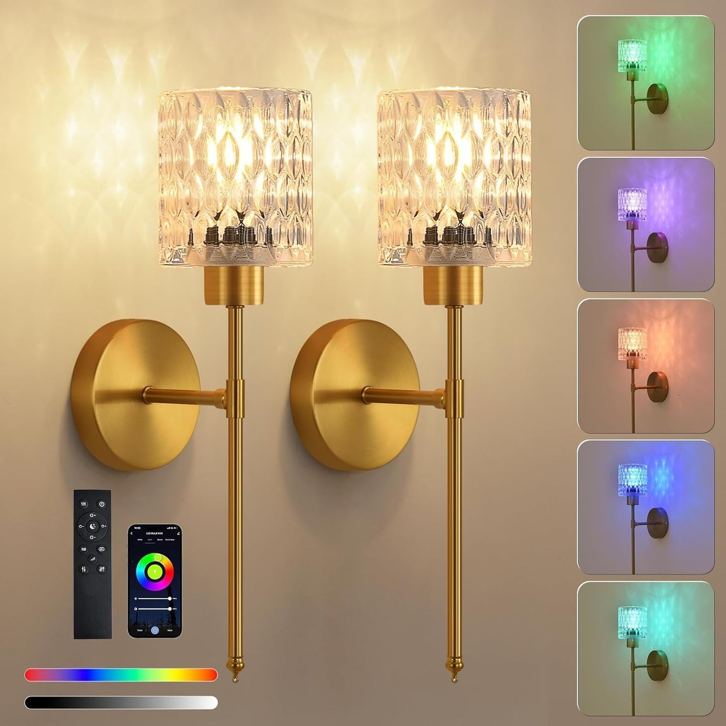 Vintage Battery Operated Wall Sconce Set with Remote Control