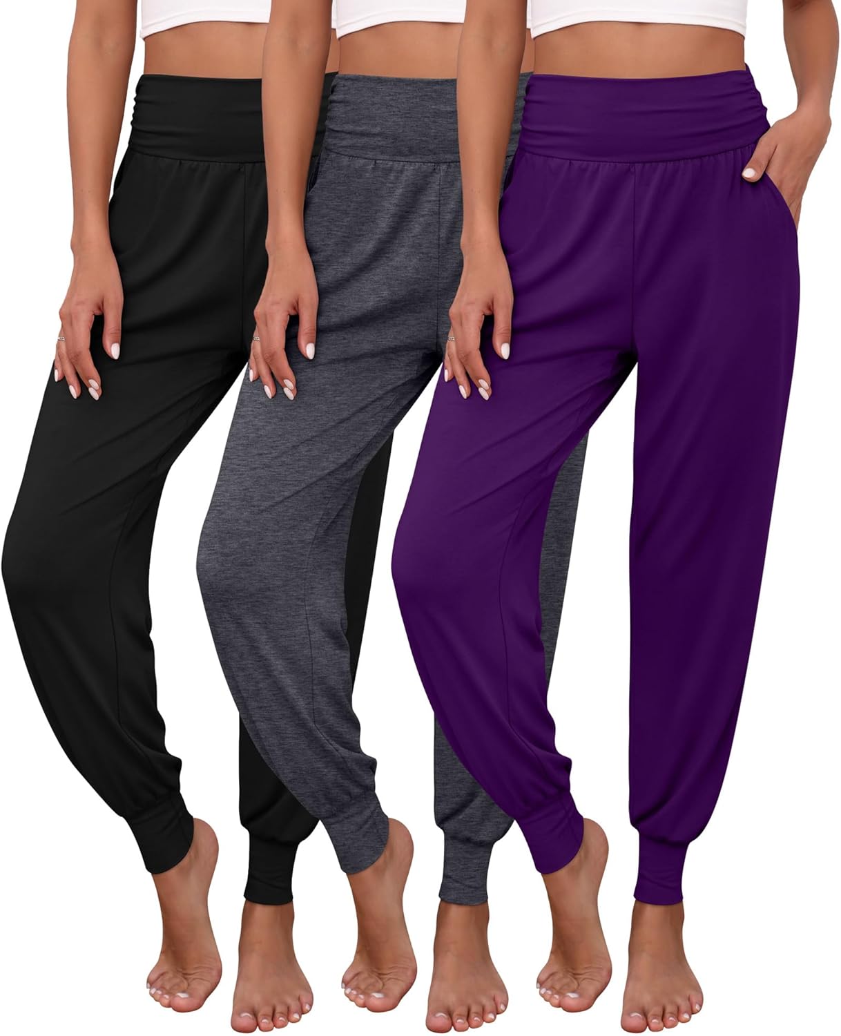 Ficerd Women's Lounge Pants 3 Pack for Cozy Yoga and Jogging