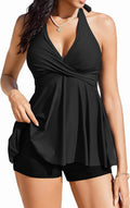 Tankini Swimsuit Two Piece Halter V Neck with Shorts (Style NPJD)