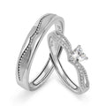 Meissa 2 Pcs Sterling Silver Matching Couple Rings Set - Adjustable CZ