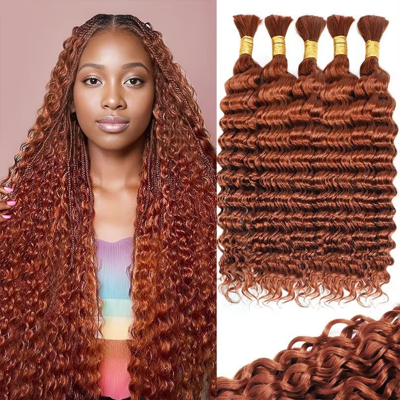 12A #350 Copper Ginger Human Braiding Hair for Boho Styles