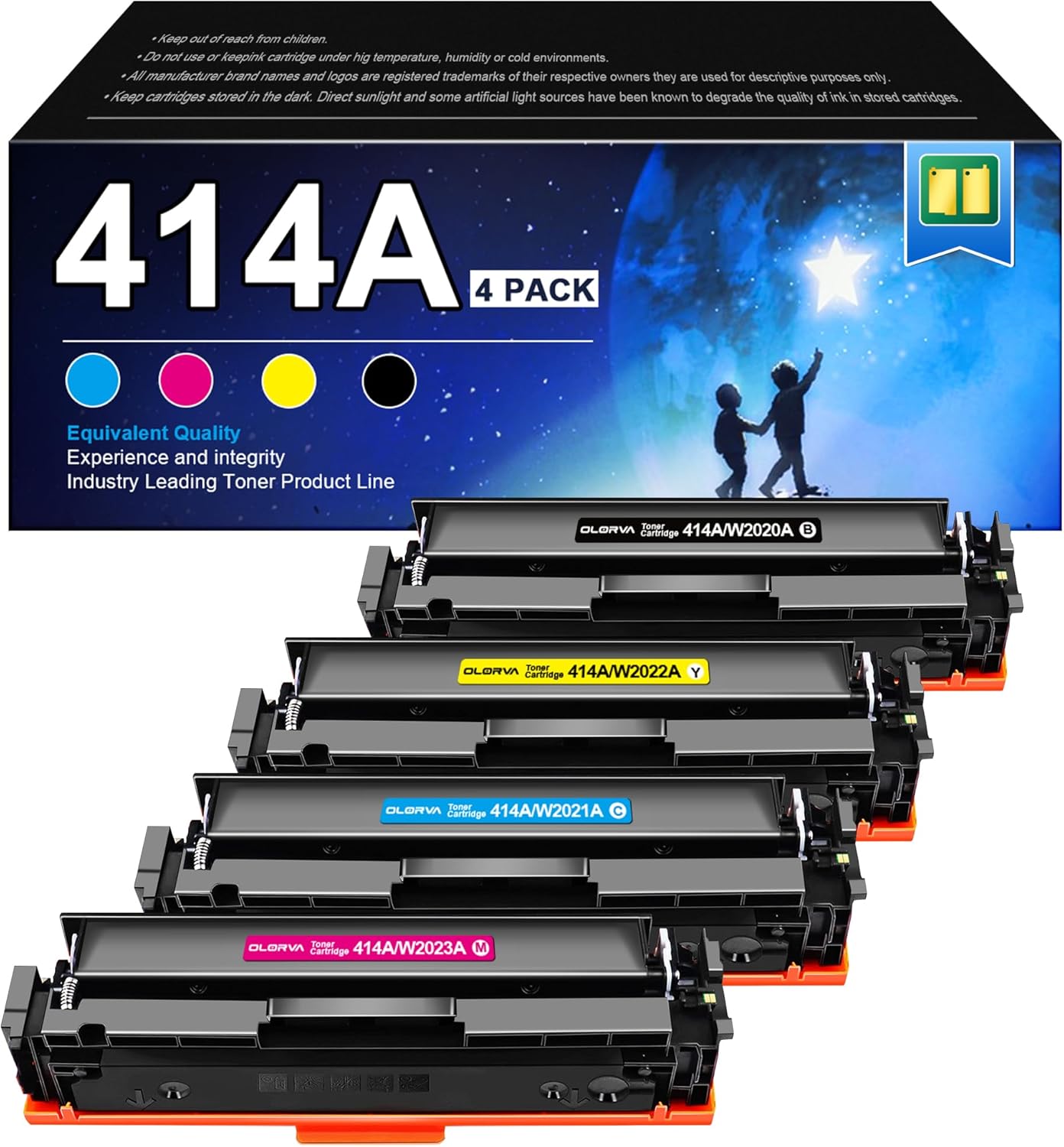414A Toner Cartridge 4 Pack with Chip for HP Printers