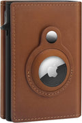 AirTag Wallet Genuine Leather RFID Credit Card Holder - Slim Dark