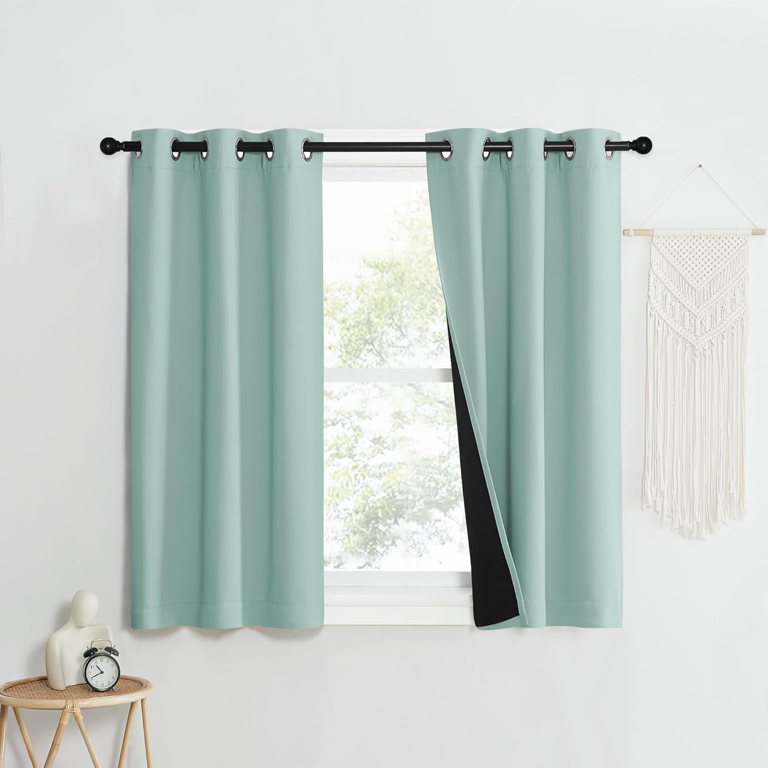 NICETOWN Aqua Blue 100% Blackout Curtain Set for Full Shading