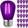 LUXRITE 24-Pack S14 Edison LED Purple Bulbs - Energy Saving Color