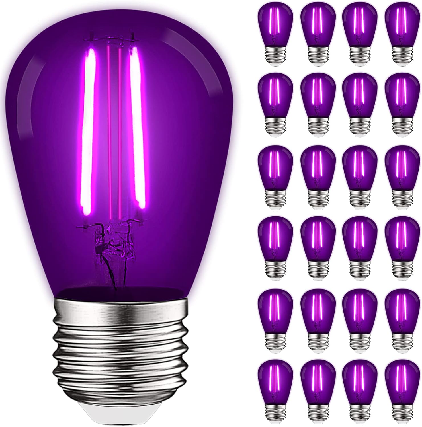 LUXRITE 24-Pack S14 Edison LED Purple Light Bulbs for Events