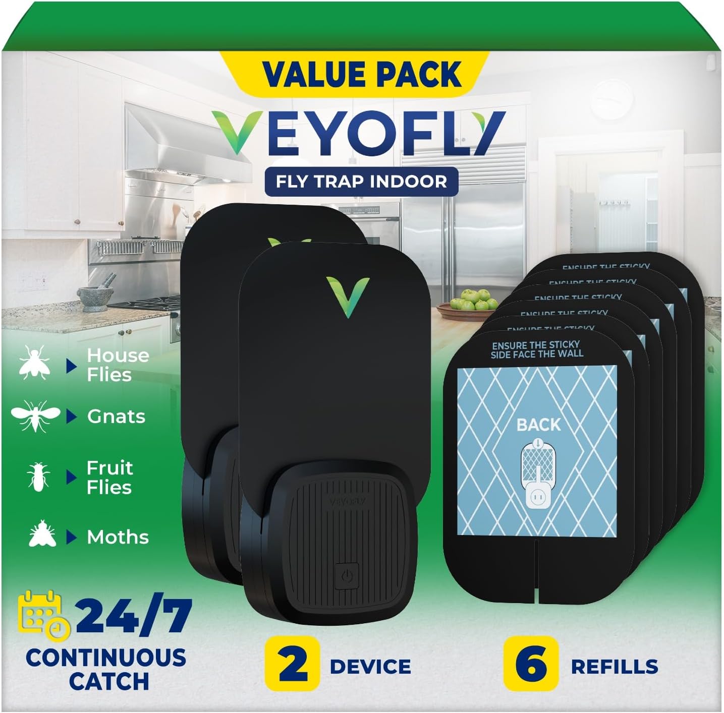 VEYOFLY Fly Trap Indoor - Effective Gnat and Fruit Fly Killer