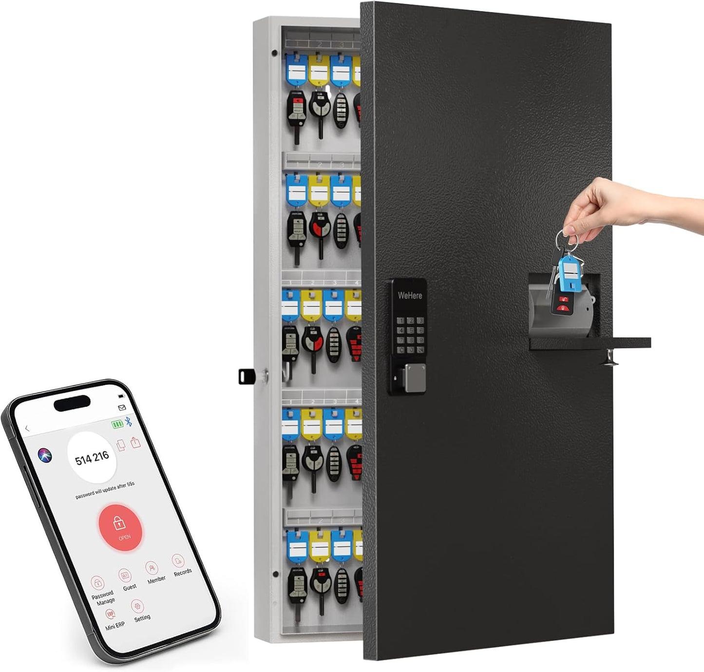 WeHere 104 Keys Lock Box Wall Mount with Multiple Unlock Options