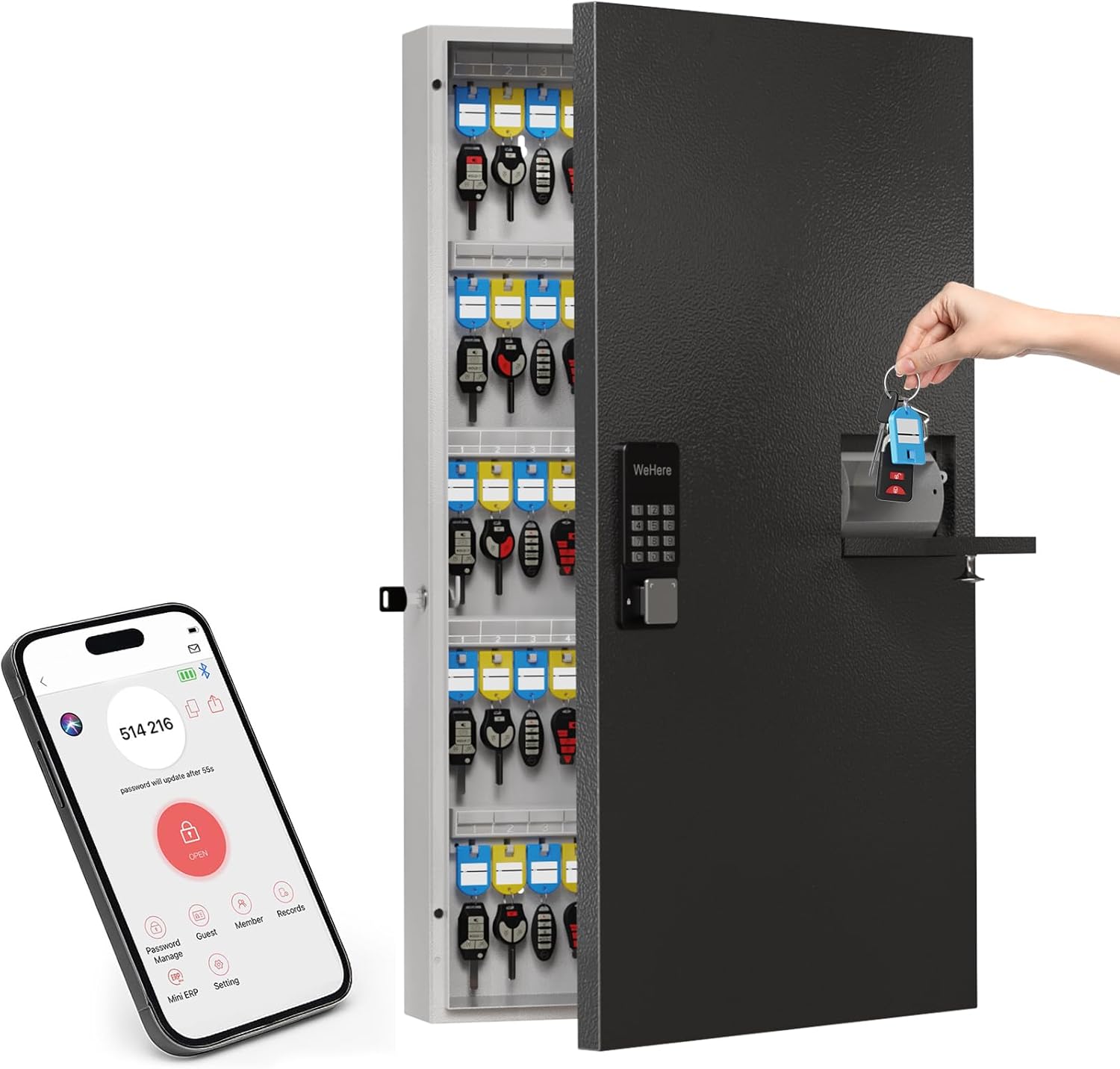 WeHere 104 Keys Lock Box Wall Mount with Multiple Unlock Options