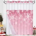 Christmas Snowflake Pink Ombre Shower Curtain Set - No Hook Design