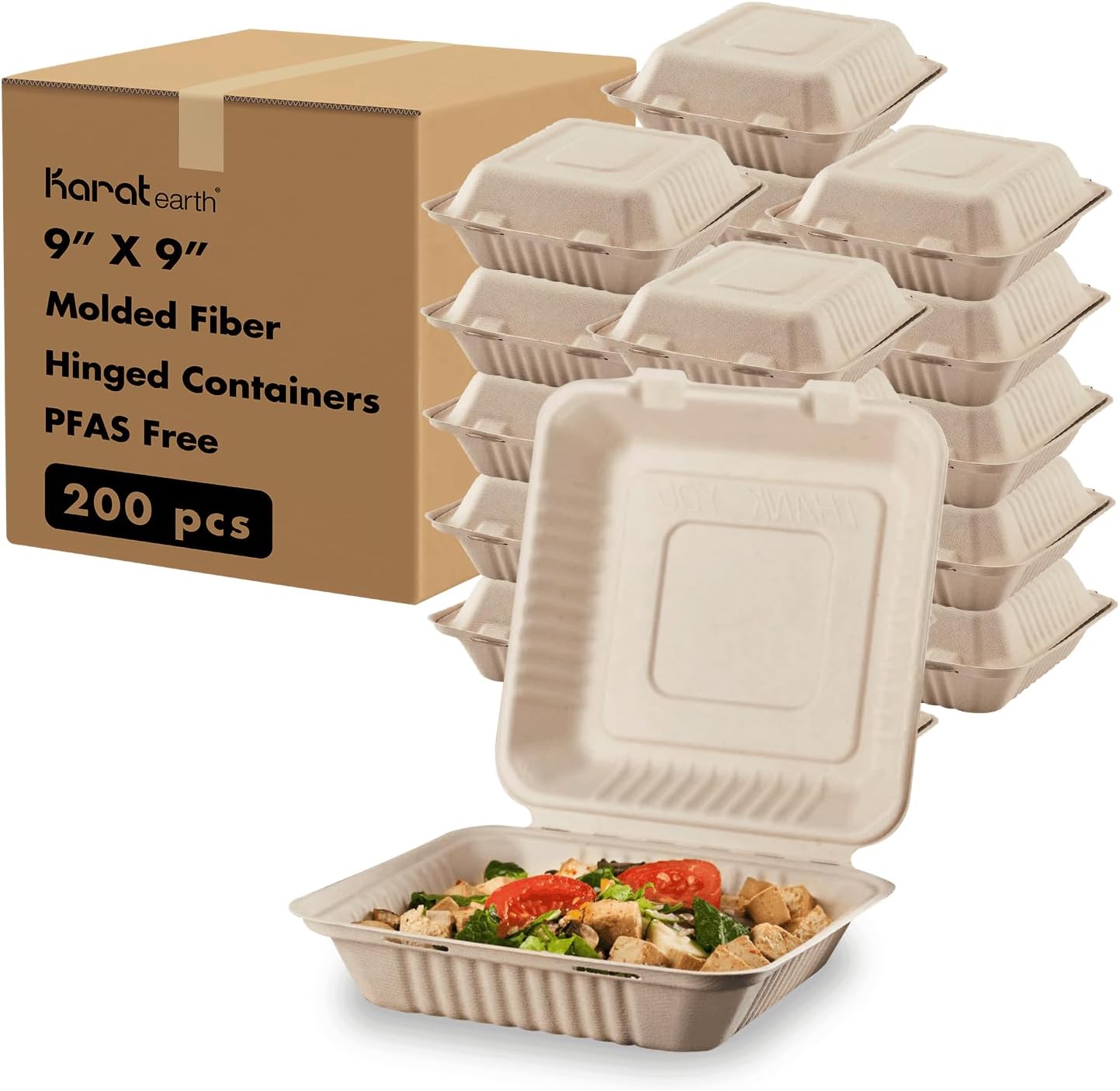 KARAT EARTH Compostable Clamshell Take Out Food Containers