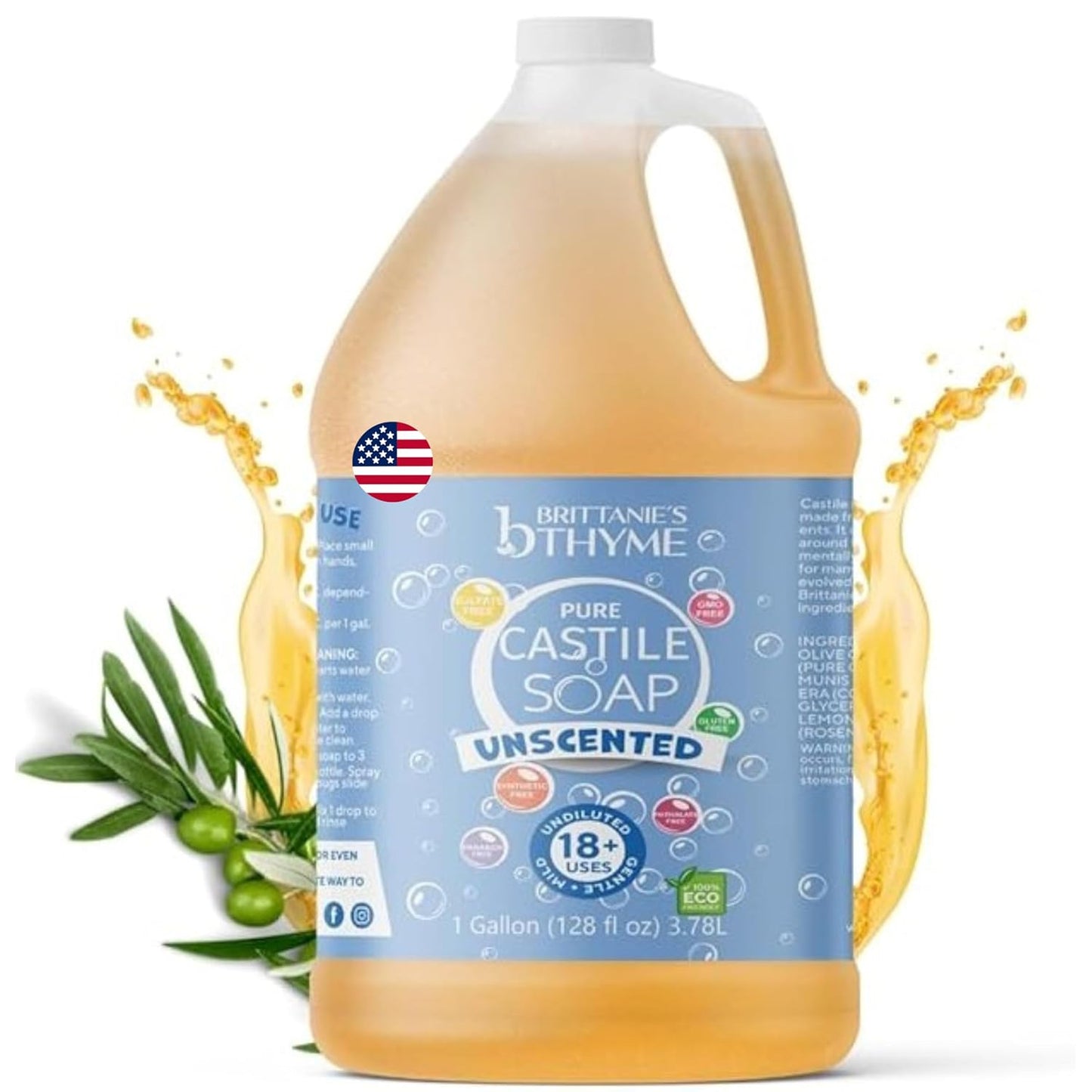 Organic Castile Liquid Olive Oil Soap Refill for Home & Body