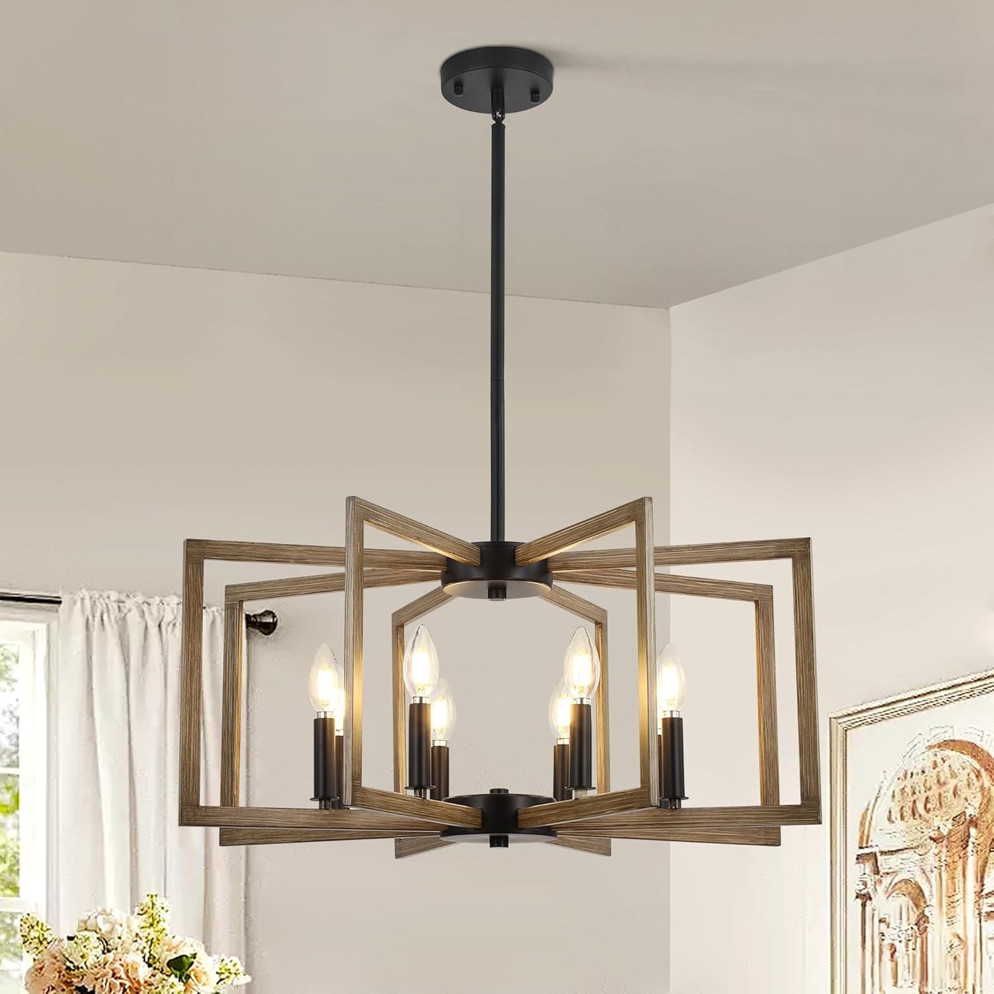 8-Light Modern Farmhouse Chandelier for Stylish Dining Rooms