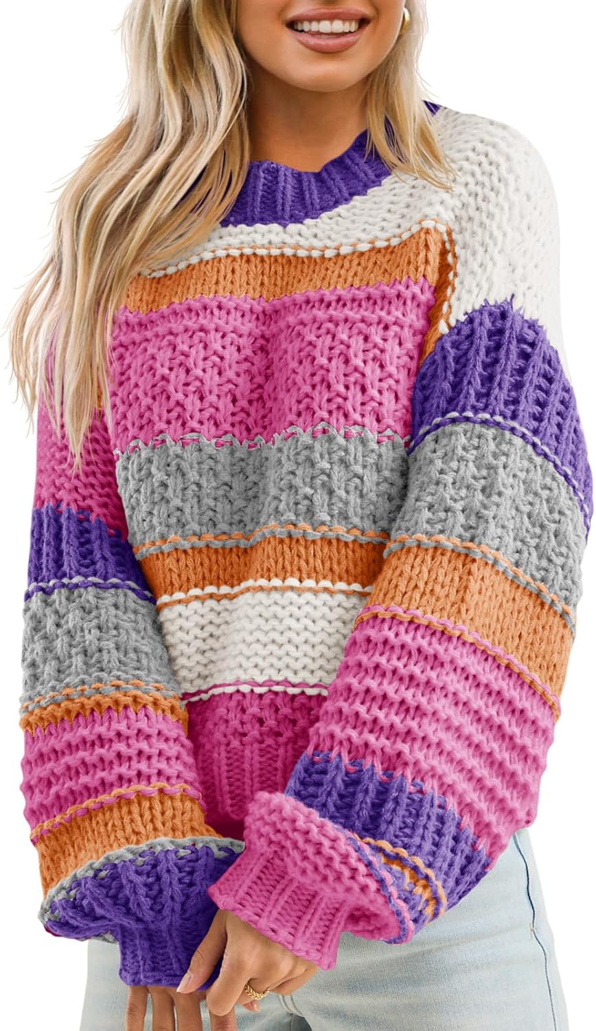 Saodimallsu Womens Color Block Sweater for Fall and Winter