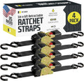 DC Cargo Mall Auto Retractable Ratchet Straps 4-Pack - Fast Secure Tie