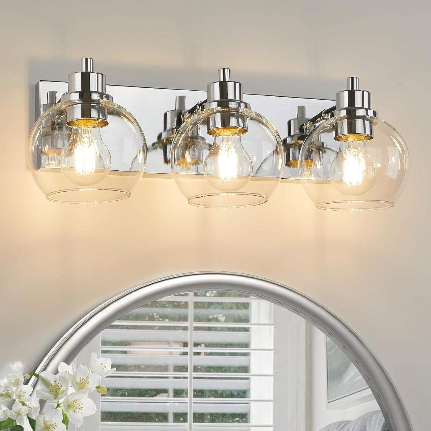 Tuscarora Chrome Vanity Light Fixture for Modern Bathroom Style