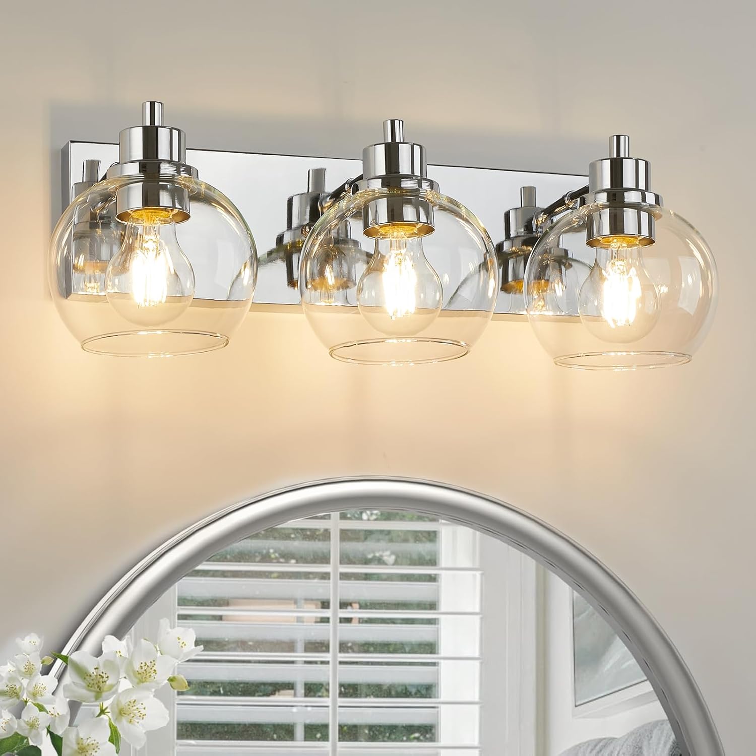 Tuscarora Chrome Vanity Light Fixture for Modern Bathroom Style