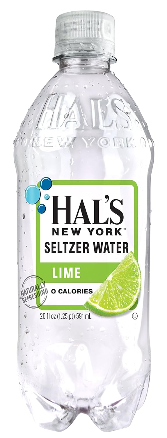 Hal's New York Seltzer Lime Sparkling Water - Zero Sugar, 24 Pack