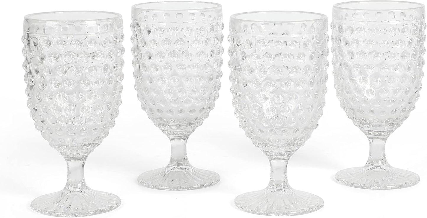 Martha Stewart Chauncey 4-Pack Hobnail Glass Goblets - Clear